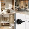imageProbrico Privacy Door Levers Interior Door Handles Levers Satin Nickel Door Lever for Bedroom Bathroom Wave Style Door Lever Left Right Handed Door Handles 10 PackBlack