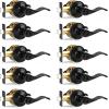 imageProbrico Privacy Door Levers Interior Door Handles Levers Satin Nickel Door Lever for Bedroom Bathroom Wave Style Door Lever Left Right Handed Door Handles 10 PackBlack