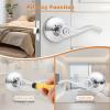 imageProbrico Privacy Door Levers Interior Door Handles Levers Satin Nickel Door Lever for Bedroom Bathroom Wave Style Door Lever Left Right Handed Door Handles 10 PackPolished Chrome
