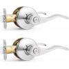 imageProbrico Privacy Door Levers Interior Door Handles Levers Satin Nickel Door Lever for Bedroom Bathroom Wave Style Door Lever Left Right Handed Door Handles 10 PackPolished Chrome