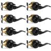 imageProbrico Privacy Door Levers Interior Door Handles Levers Satin Nickel Door Lever for Bedroom Bathroom Wave Style Door Lever Left Right Handed Door Handles 10 PackBlack