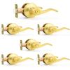 imageProbrico Privacy Door Levers Interior Door Handles Levers Satin Nickel Door Lever for Bedroom Bathroom Wave Style Door Lever Left Right Handed Door Handles 10 PackGold