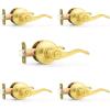 imageProbrico Privacy Door Levers Interior Door Handles Levers Satin Nickel Door Lever for Bedroom Bathroom Wave Style Door Lever Left Right Handed Door Handles 10 PackGold