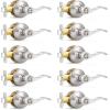 imageProbrico Privacy Door Levers Interior Door Handles Levers Satin Nickel Door Lever for Bedroom Bathroom Wave Style Door Lever Left Right Handed Door Handles 10 PackSatin Nickel