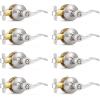 imageProbrico Privacy Door Levers Interior Door Handles Levers Satin Nickel Door Lever for Bedroom Bathroom Wave Style Door Lever Left Right Handed Door Handles 10 PackSatin Nickel