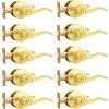imageProbrico Privacy Door Levers Interior Door Handles Levers Satin Nickel Door Lever for Bedroom Bathroom Wave Style Door Lever Left Right Handed Door Handles 10 PackGold