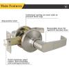 imageProbrico Satin Nickel Heavy Duty Passage Door Levers Interior HallCloset NonLocking Handles LeftRight Handed Contractor Pack 6 Pack