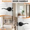 imageProbrico Wave Shape Passage Door Lever Satin Nickel Keyless Handle for Hall and Closet Interior NonLocking Leverset Handleset Hardware Reversible for Right and Left Handed Doors 1 PackBlack