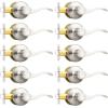 imageProbrico Wave Shape Passage Door Lever Satin Nickel Keyless Handle for Hall and Closet Interior NonLocking Leverset Handleset Hardware Reversible for Right and Left Handed Doors 1 PackSatin Nickel