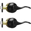 imageProbrico Wave Shape Passage Door Lever Satin Nickel Keyless Handle for Hall and Closet Interior NonLocking Leverset Handleset Hardware Reversible for Right and Left Handed Doors 1 PackBlack