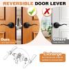 imageProbrico Wave Shape Passage Door Lever Satin Nickel Keyless Handle for Hall and Closet Interior NonLocking Leverset Handleset Hardware Reversible for Right and Left Handed Doors 1 PackBlack