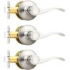imageProbrico Wave Shape Passage Door Lever Satin Nickel Keyless Handle for Hall and Closet Interior NonLocking Leverset Handleset Hardware Reversible for Right and Left Handed Doors 1 PackSatin Nickel