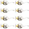 imageProbrico Wave Shape Passage Door Lever Satin Nickel Keyless Handle for Hall and Closet Interior NonLocking Leverset Handleset Hardware Reversible for Right and Left Handed Doors 1 PackSatin Nickel