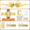 imageProbrico Wave Shape Passage Door Lever Satin Nickel Keyless Handle for Hall and Closet Interior NonLocking Leverset Handleset Hardware Reversible for Right and Left Handed Doors 1 PackGold