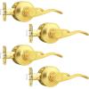imageProbrico Wave Shape Passage Door Lever Satin Nickel Keyless Handle for Hall and Closet Interior NonLocking Leverset Handleset Hardware Reversible for Right and Left Handed Doors 1 PackGold