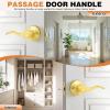 imageProbrico Wave Shape Passage Door Lever Satin Nickel Keyless Handle for Hall and Closet Interior NonLocking Leverset Handleset Hardware Reversible for Right and Left Handed Doors 1 PackGold
