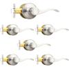 imageProbrico Wave Shape Passage Door Lever Satin Nickel Keyless Handle for Hall and Closet Interior NonLocking Leverset Handleset Hardware Reversible for Right and Left Handed Doors 1 PackSatin Nickel
