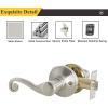 imageProbrico Wave Style HallCloset Door Levers Satin Nickel Passage Door Levers NonLocking Interior Handles Contractor Pack 5 Pack
