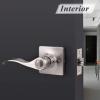 imageProbrico Wave Style Privacy Door Handles Reversible Privacy Door Lever Lockset with Square Rosette Bed and Bath Door Lock in Satin Nickel Keyless Hardware for Right ampamp Left Handed Doors 1 Pack