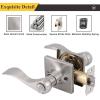 imageProbrico Wave Style Privacy Door Handles Reversible Privacy Door Lever Lockset with Square Rosette Bed and Bath Door Lock in Satin Nickel Keyless Hardware for Right ampamp Left Handed Doors 1 Pack