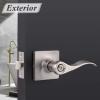 imageProbrico Wave Style Privacy Door Handles Reversible Privacy Door Lever Lockset with Square Rosette Bed and Bath Door Lock in Satin Nickel Keyless Hardware for Right ampamp Left Handed Doors 1 Pack