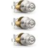 imageProbrico 2 Pack Keyed Alike Locks for Exterior and Interior Doors Brushed Nickel Stainless Steel Entrance Door Knobs Round Ball Keyed Entry Door Knobs with Same Keys for Bedroom Bathroom3 Pack