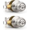 imageProbrico 2 Pack Keyed Alike Locks for Exterior and Interior Doors Brushed Nickel Stainless Steel Entrance Door Knobs Round Ball Keyed Entry Door Knobs with Same Keys for Bedroom Bathroom2 Pack