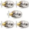 imageProbrico 5 Pack keyed Alike Locks Entry Door Knobs Exterior Entrance Locksets Knobsets in Brushed Nickel Contractor Pack Combo Pack Keyed Hardware