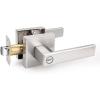 imageProbrico Heavy Duty Flat Black Square Privacy Interior Door Levers Bedroom and Bathroom Door Handles Keyless BedBath Lockset 5 PackBrushed Nickel