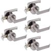 imageProbrico Heavy Duty Passage Door Levers Satin Nickel Door Locksets for LeftRight Handing Hall and Closet Handles 6 Pack5 Pack