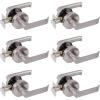 imageProbrico Heavy Duty Passage Door Levers Satin Nickel Door Locksets for LeftRight Handing Hall and Closet Handles 6 Pack6 Pack