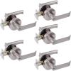 imageProbrico Heavy Duty Satin Nickel Privacy Door Levers Interior Keyless Locks BathBed Door Locksets Reversible for LeftRight Handed Doors 5 Pack