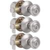 imageProbrico Keyed Alike Entry Door KnobsTulip Shape Entrance Locks in Brushed NickelInterior Door Lockset with Same Keys One Keyway Exterior Handles3 Pack