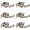 imageProbrico Satin Nickel Heavy Duty Passage Door Levers Interior HallCloset NonLocking Handles LeftRight Handed Contractor Pack 6 Pack