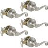 imageProbrico Wave Style HallCloset Door Levers Satin Nickel Passage Door Levers NonLocking Interior Handles Contractor Pack 5 Pack