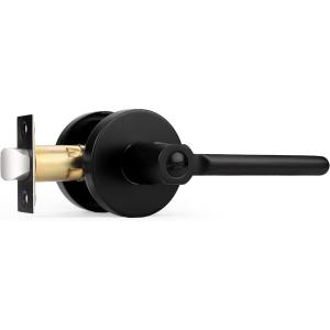 imageProbrico BedBath Room Door Lever Modern Flat Handles in Satin Nickel Privacy Door Lever Locks Contractor Pack10PackBlack