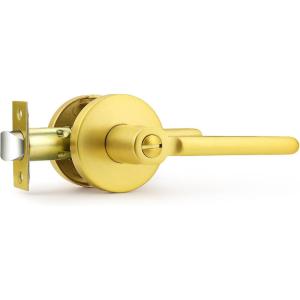 imageProbrico BedBath Room Door Lever Modern Flat Handles in Satin Nickel Privacy Door Lever Locks Contractor Pack10PackGold