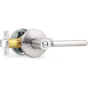 imageProbrico BedBath Room Door Lever Modern Flat Handles in Satin Nickel Privacy Door Lever Locks Contractor Pack10PackSatin Nickel