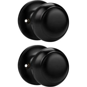 imageProbrico Black Half Dummy Door Knobs Round NonTurning Inactive Door Knobs Handles for Closet French Door4 Pack2 Pack