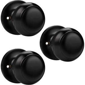 imageProbrico Black Half Dummy Door Knobs Round NonTurning Inactive Door Knobs Handles for Closet French Door4 Pack3 Pack