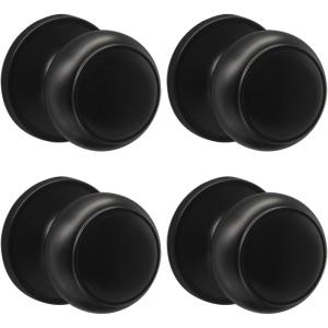 imageProbrico Black Half Dummy Door Knobs Round NonTurning Inactive Door Knobs Handles for Closet French Door4 Pack4 Pack