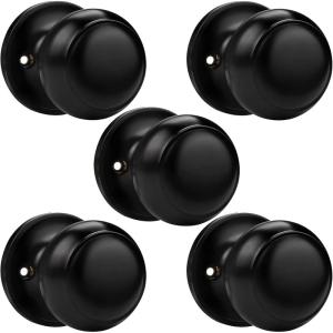 imageProbrico Black Half Dummy Door Knobs Round NonTurning Inactive Door Knobs Handles for Closet French Door4 Pack5 Pack