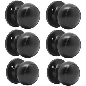 imageProbrico Black Half Dummy Door Knobs Round NonTurning Inactive Door Knobs Handles for Closet French Door4 Pack6 Pack