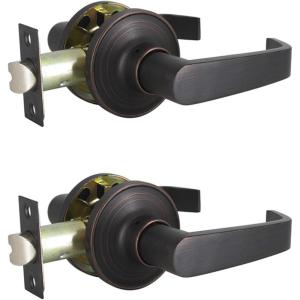 imageProbrico Classic Passage Door Lever Hall and Closet Handle Heavy Duty Oil Rubbed Bronze Door Lever for Left or Right Handing 2 Pack