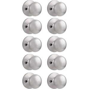 imageProbrico Dummy Door KnobStain Nickel Finish Single Side Flat Ball Style NonTurning Closet French Door Handle 1 Pack10 Pack