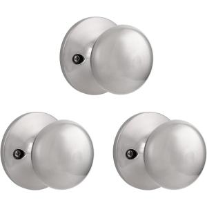 imageProbrico Dummy Door KnobStain Nickel Finish Single Side Flat Ball Style NonTurning Closet French Door Handle 1 Pack3 Pack