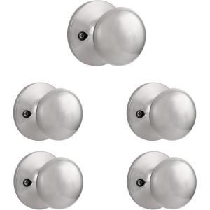 imageProbrico Dummy Door KnobStain Nickel Finish Single Side Flat Ball Style NonTurning Closet French Door Handle 1 Pack5 Pack