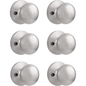 imageProbrico Dummy Door KnobStain Nickel Finish Single Side Flat Ball Style NonTurning Closet French Door Handle 1 Pack6 Pack