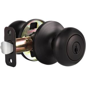 imageProbrico Entry Door Knobs with Lock Keyed Alike Interior Exterior Door Locks in Brushed Nickel Finish 4 Pack Stainless Steel Modern Entrance Locksets for Bedroom OfficeOil Rubbed Bronze