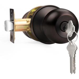imageProbrico Flat Black Keyed Entry Door Knobs Round Ball Keyed Alike Lockset Door Knobs with Lock and Keys for Bedroom Bathroom Front Door 6 PackOil Rubbed Bronze